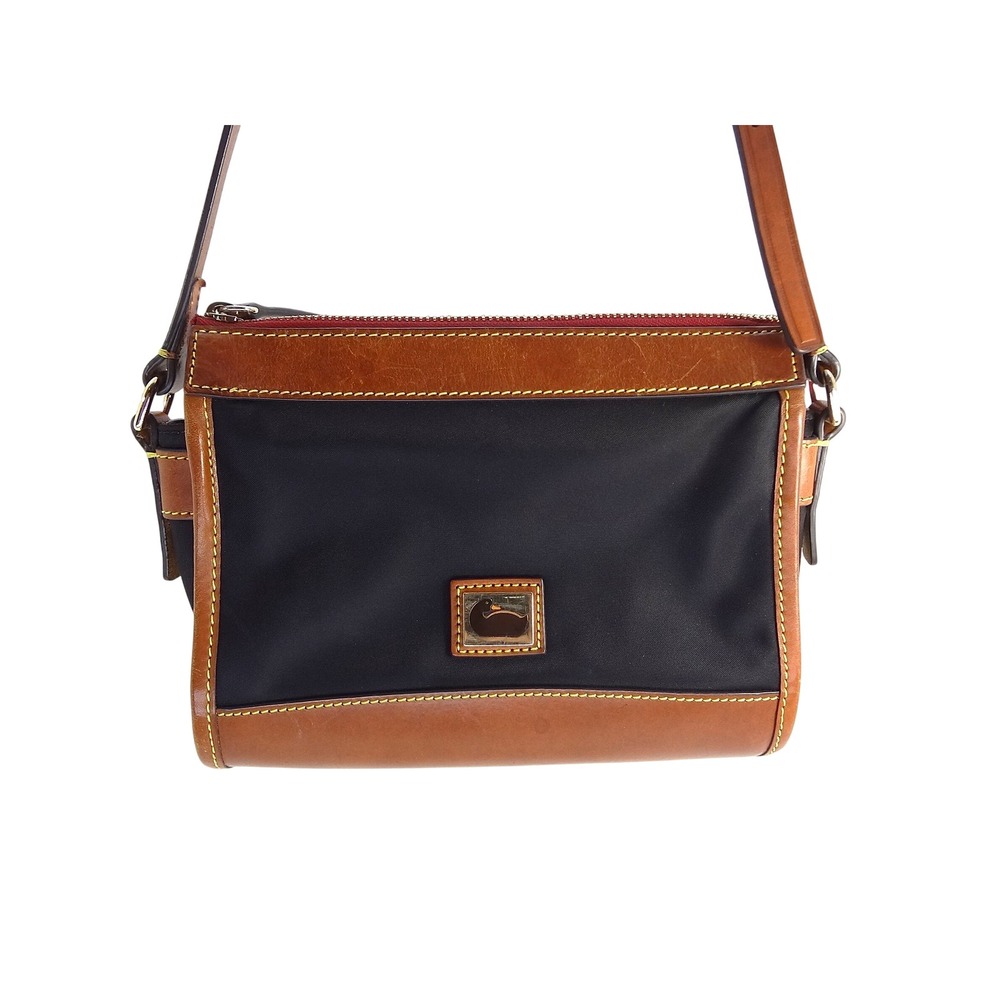 Dooney & Bourke Wayfarer Hobo Black Nylon Crossbody Leather Trim Duck Logo Purse